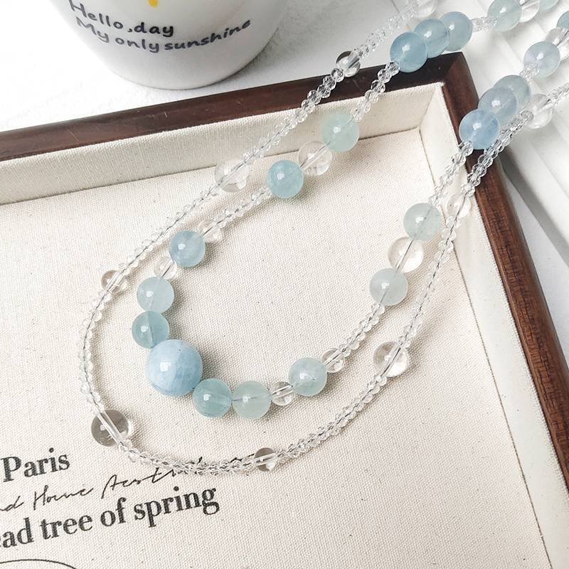Aquamarine Crystal Layered Necklaces (2-piece Set)