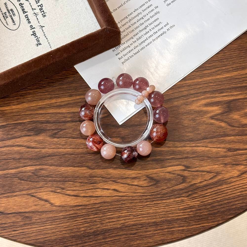 Strawberry Quartz Red Gummy Flower Bracelet - Image 2